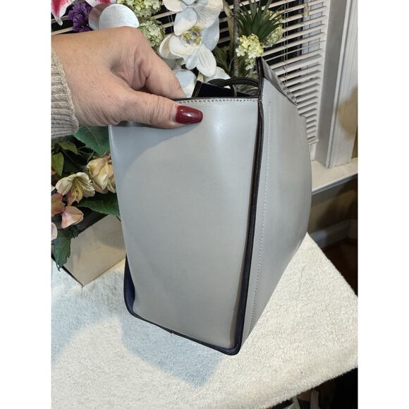 Alberta di Canio Leather GRAY Metal Accent TOTE BAG (BARTHRIFTY - Picture 7 of 9